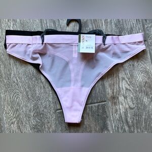New 2 pairs of Joyspun mesh thong panties size XL or XXL Lilac & Black
